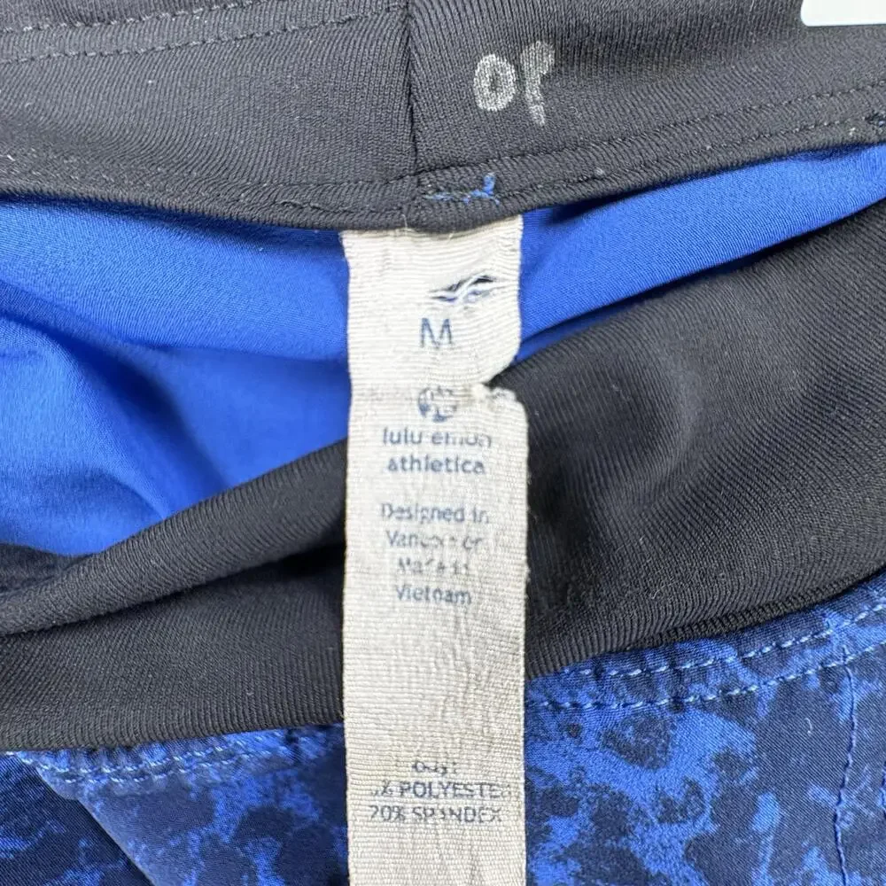 Lululemon Lined Shorts Mens Medium Blue Spotted 9 Inseam Running Gym Training